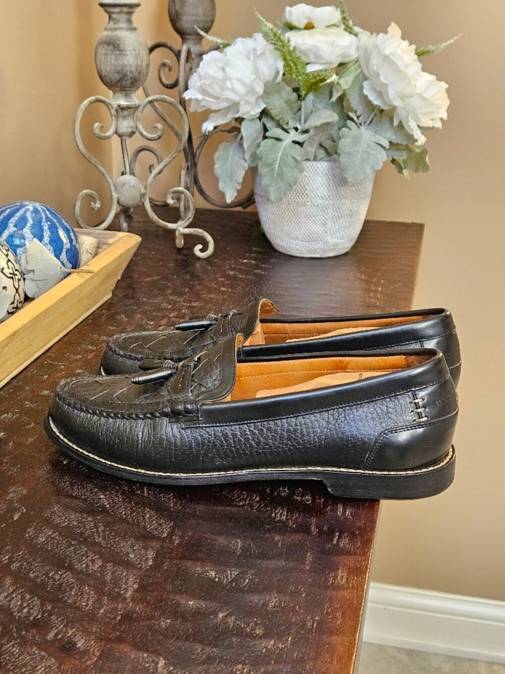 Trask Men's Woven Black Leather Tassel Loafers, Sz 9 - Picture 3 of 16